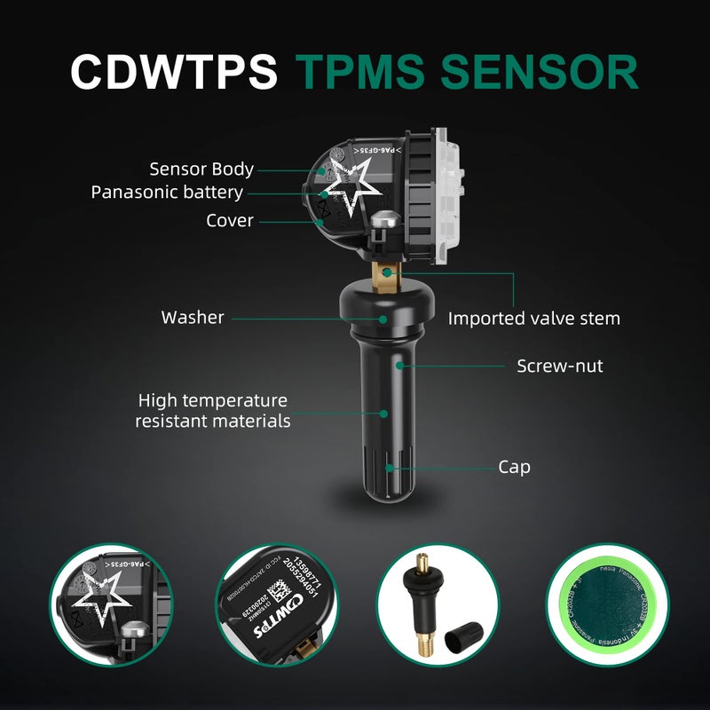 CDWTPS TPMS Sensor, 315MHZ 13598771 Tire Pressure Monitor System for GM| GMC | Chevy | Buick | Cadillac Replace#13598772,13586335,13581558,20923680 - Image 4